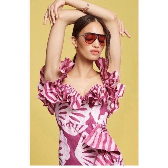 Elegant Pink Ruffle Dress - Picture 3 of 8